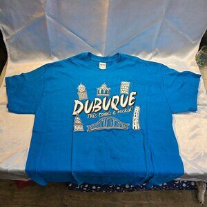 Dubuque Iowa T Shirt XL Graphic Tourist Tee Blue